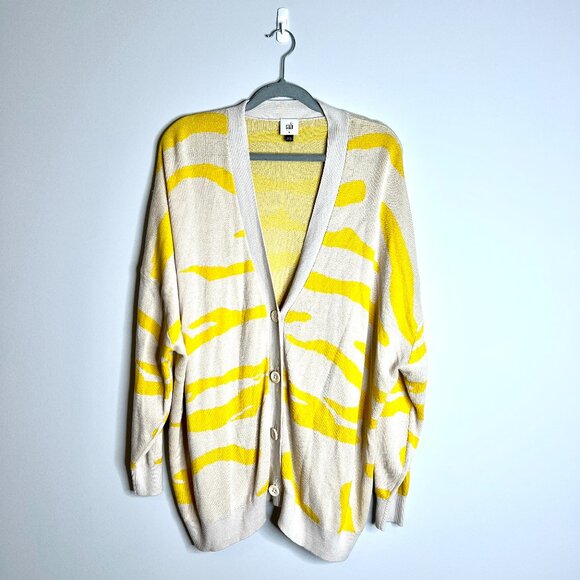 CAbi #5836 Roar Cardigan Sweater Tiger Stripe V-Neck Oversized Slouchy Sz Large - Picture 3 of 7